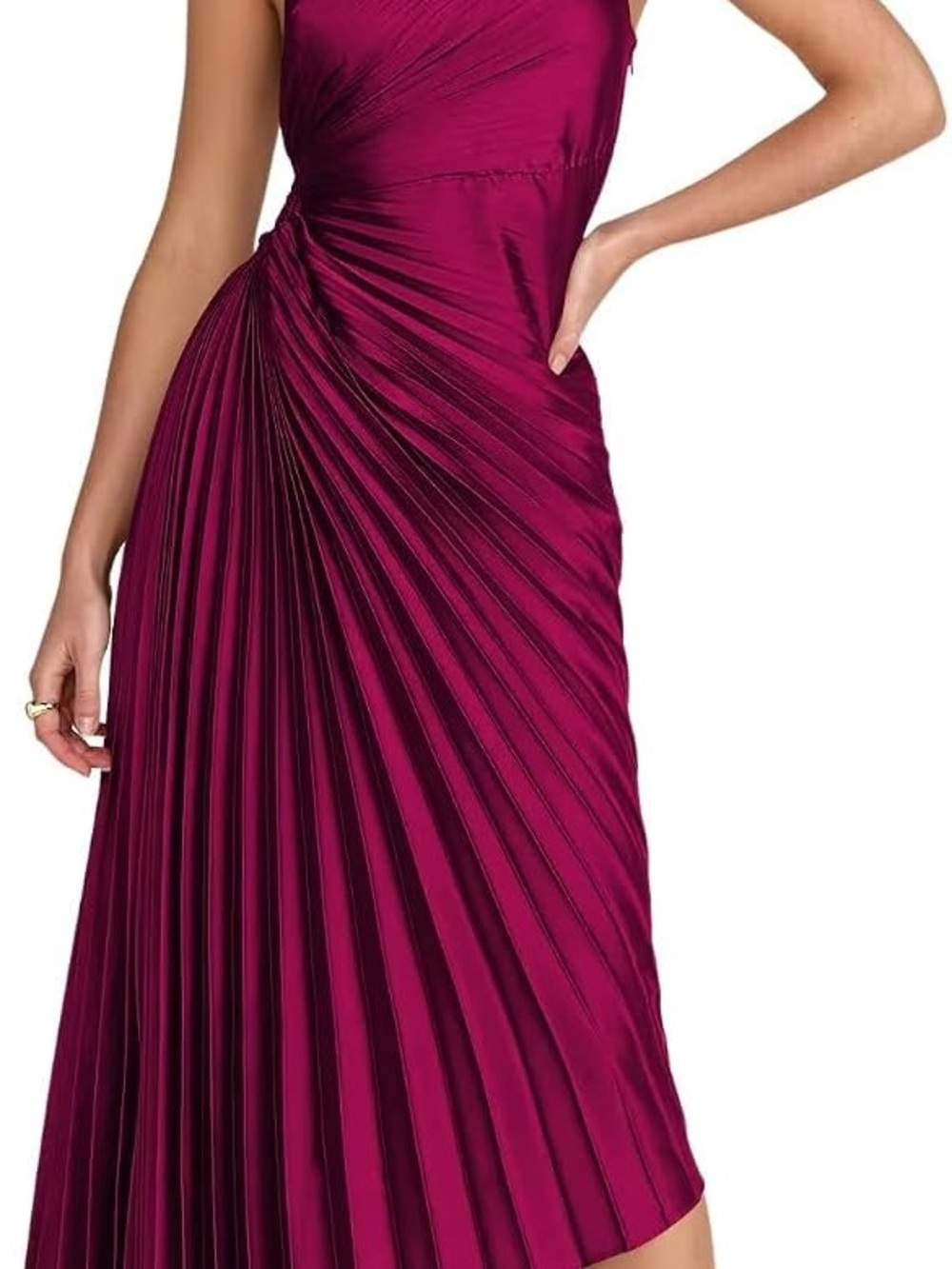 Abercrombie & Fitch Magenta Pleated Midi Dress